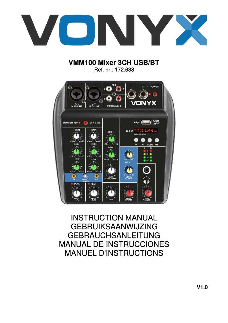 Page 1 de la notice Manuel utilisateur Vonyx VMM100