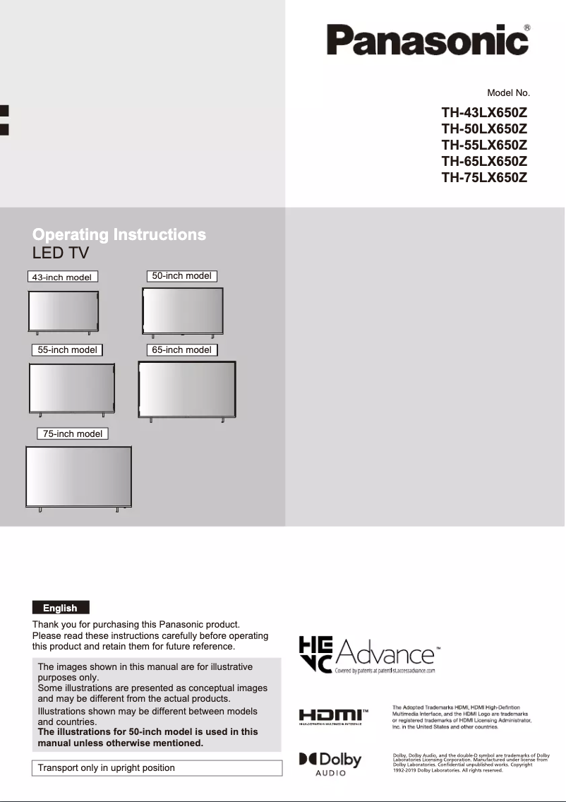 Page 1 of the manual User Manual Panasonic TH-65LX650Z