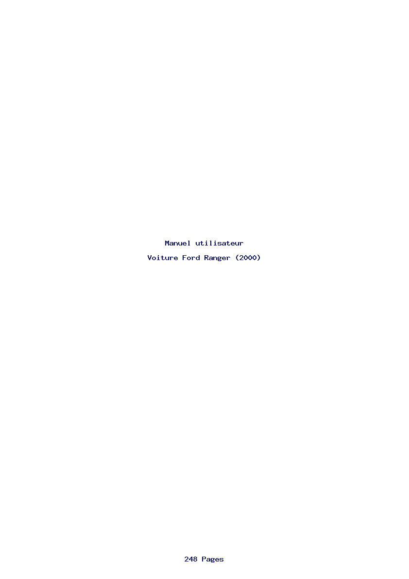 Page 1 de la notice Manuel utilisateur Ford Ranger (2000)
