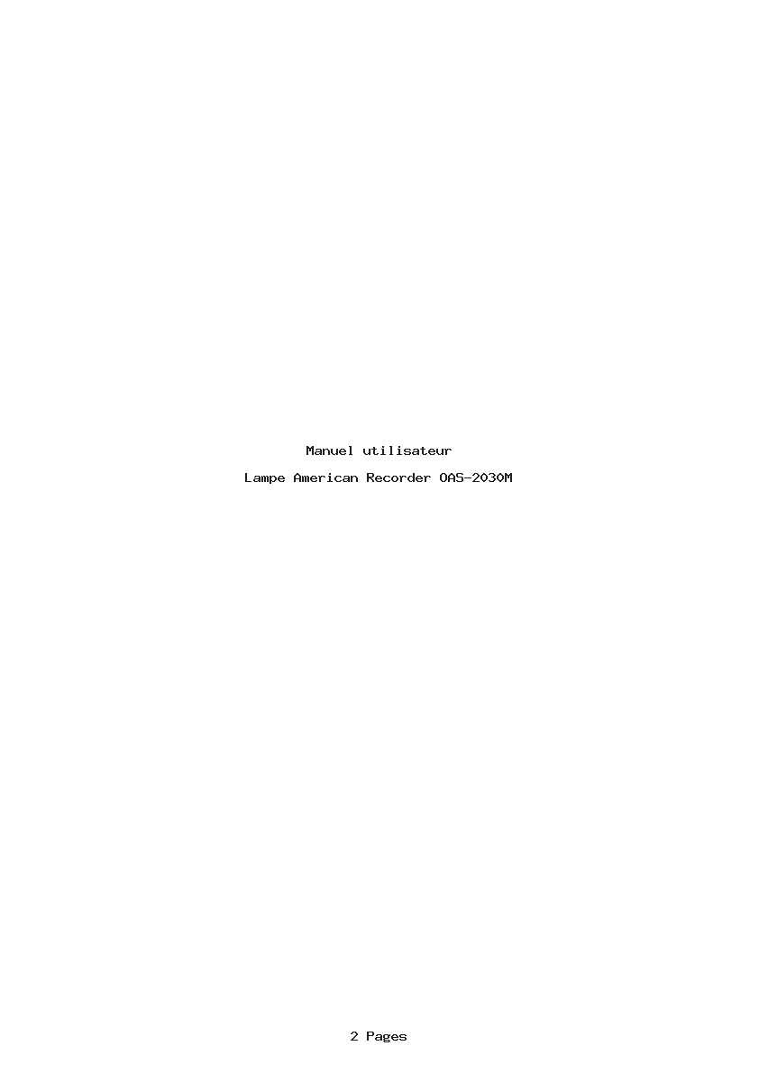Page 1 de la notice Manuel utilisateur American Recorder OAS-2030M