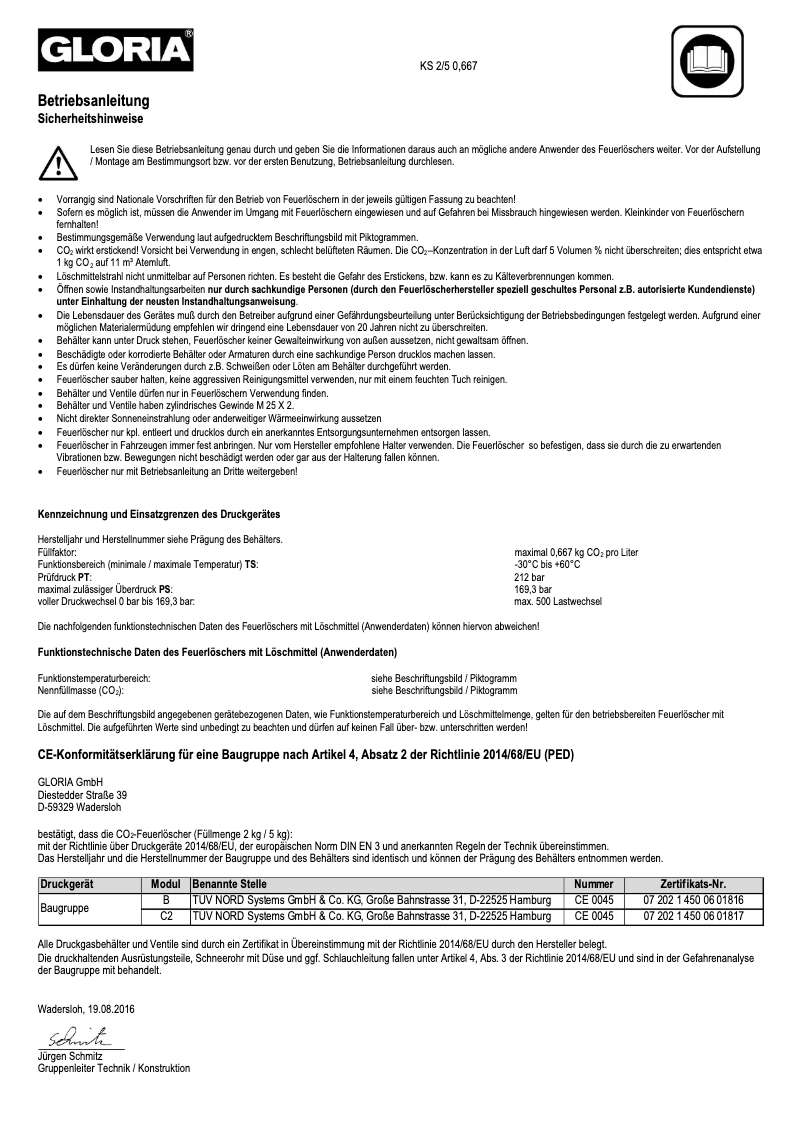 Page 1 de la notice Manuel utilisateur GLORIA KS5ST