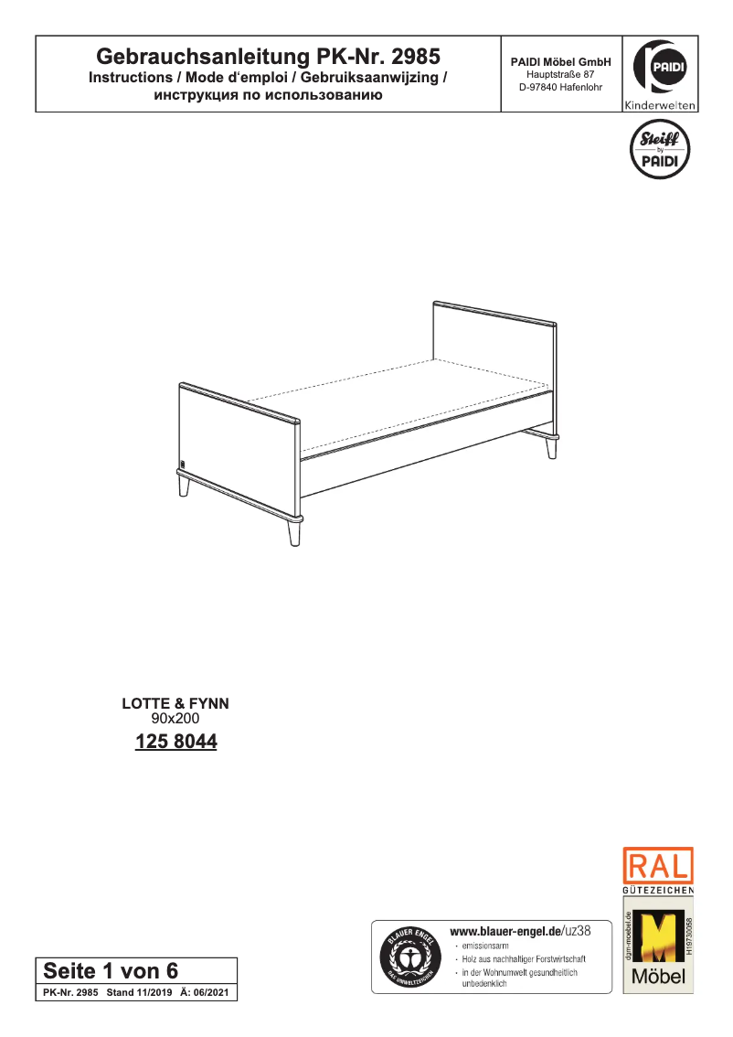 Page 1 de la notice Manuel utilisateur Paidi Lotte & Fynn