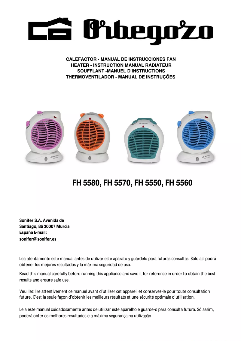 Page 1 de la notice Manuel utilisateur Orbegozo FH 5560