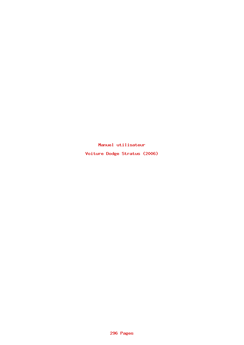 Page 1 de la notice Manuel utilisateur Dodge Stratus (2006)