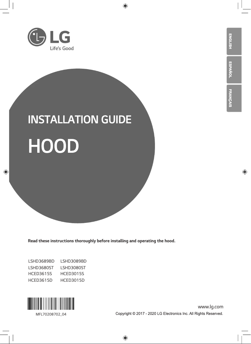 Page 1 de la notice Guide d'installation LG HCED3015D