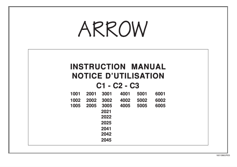 Page n°1 - Manuel utilisateur Arrow C13005
