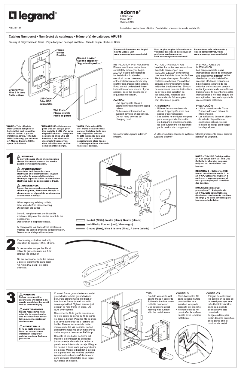 Página 1 del manual Manual de usuario Legrand ARUSBW4