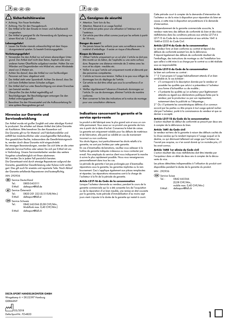Page 1 de la notice Manuel utilisateur Playtive IAN 284791