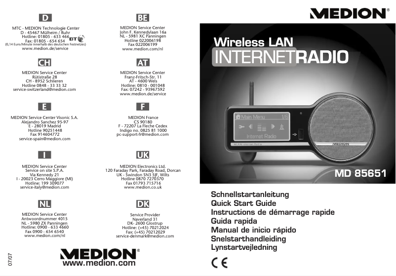 Page 1 of the manual User Manual Medion MD 85651