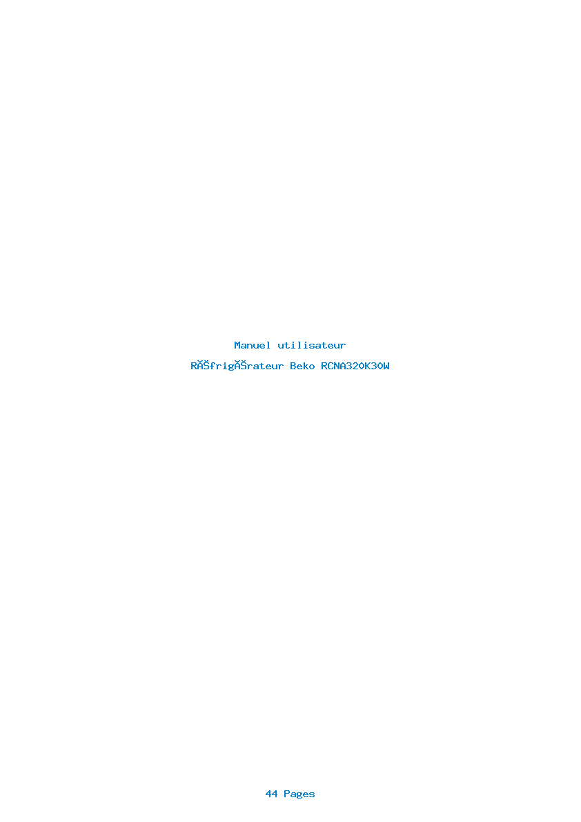 Page 1 de la notice Manuel utilisateur Beko RCNA320K30W