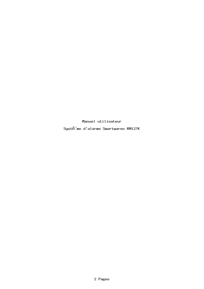 Page 1 de la notice Manuel utilisateur Smartwares RM127K