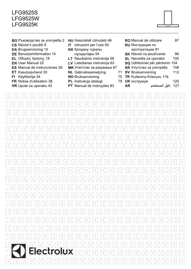 Page 1 de la notice Manuel utilisateur Electrolux LFG9525W