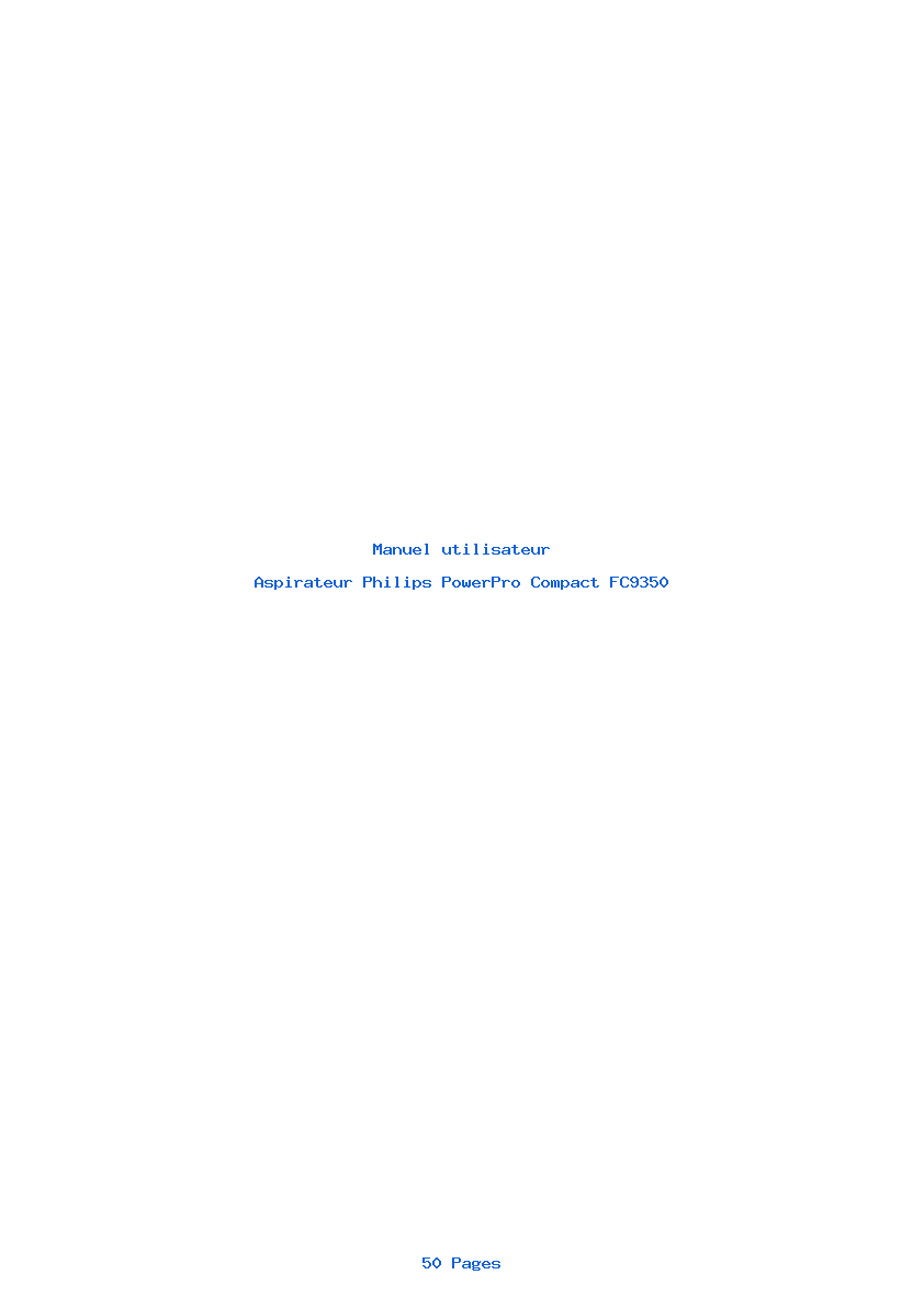 Page 1 de la notice Manuel utilisateur Philips PowerPro Compact FC9350