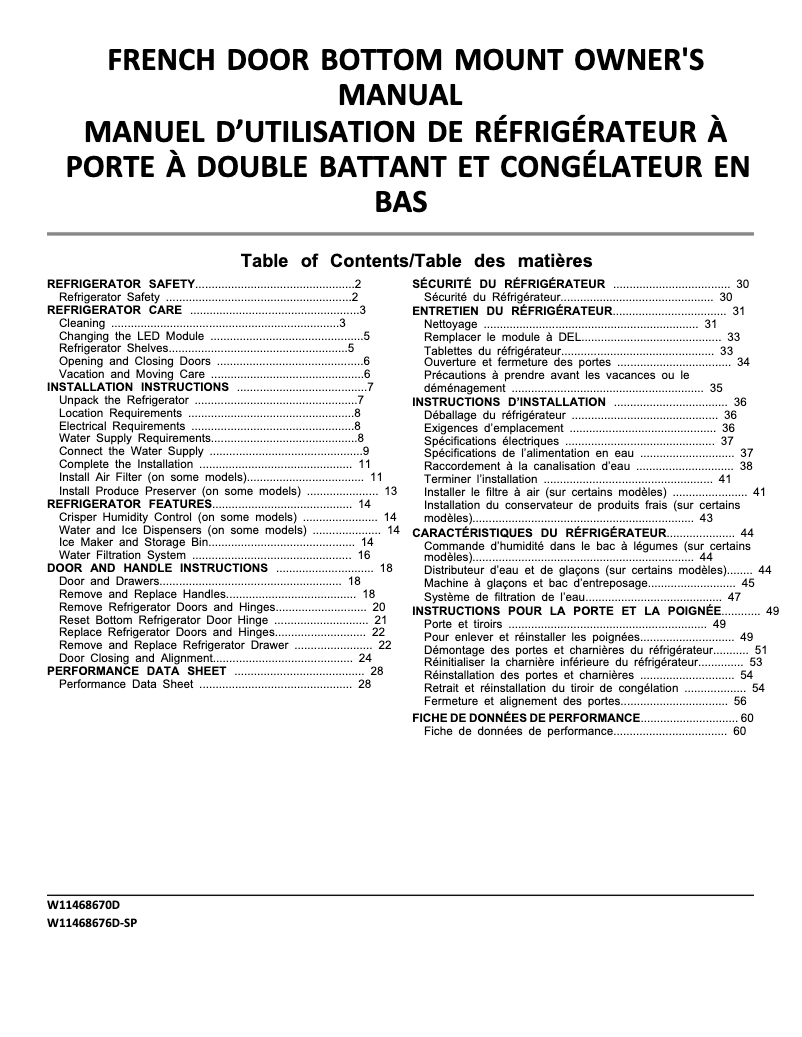 Page 1 de la notice Manuel utilisateur Maytag MRFF5036PZ