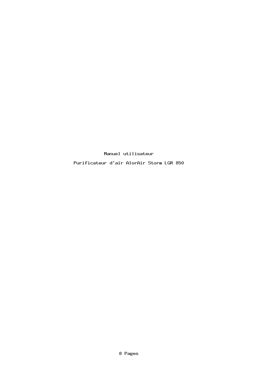 Page 1 de la notice Manuel utilisateur AlorAir Storm LGR 850