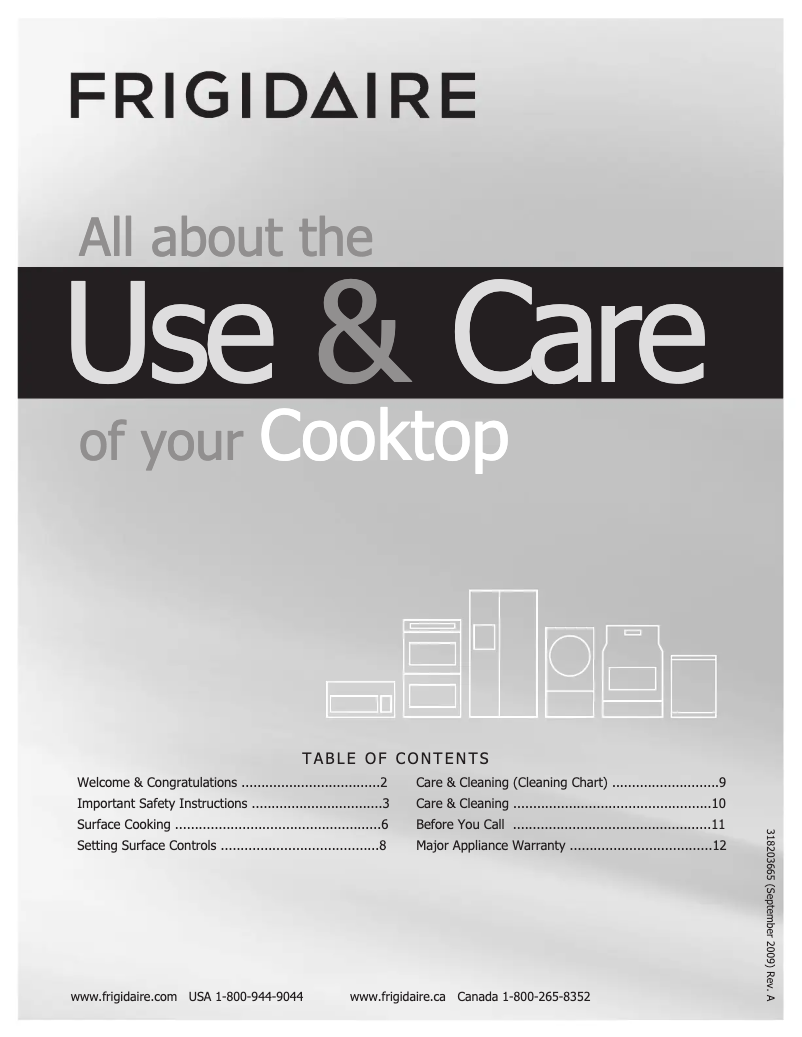 Page 1 of the manual User Manual Frigidaire FFGC3613LW