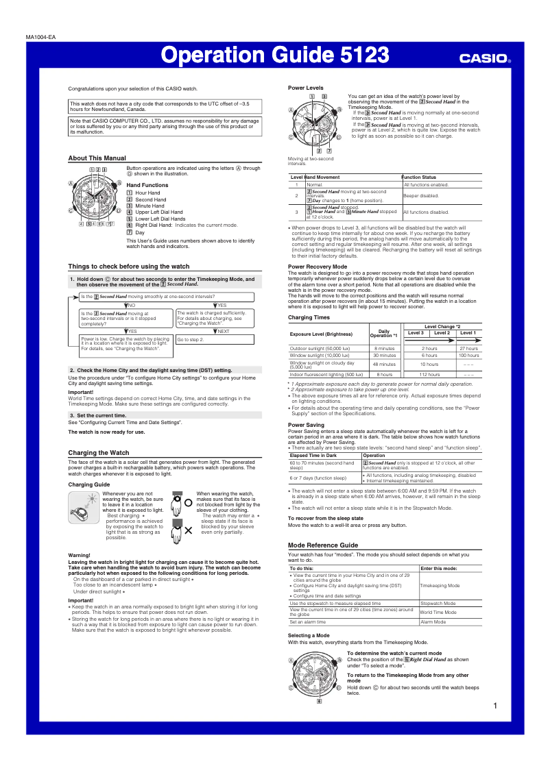 Page 1 de la notice Manuel utilisateur Casio Edifice EQS-500C-1A1ER