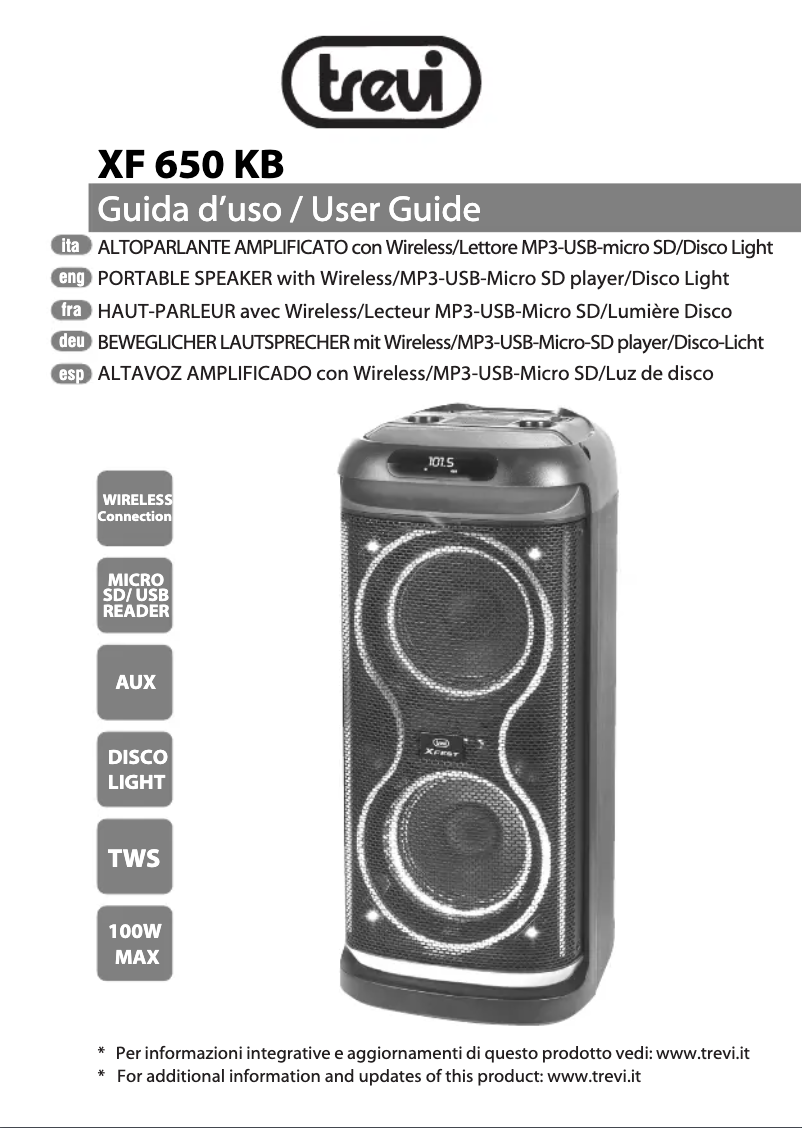 Page 1 de la notice Manuel utilisateur Trevi XF 650 KB