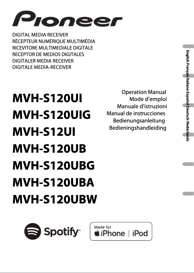 Page 1 of the manual User Manual Pioneer MVH-S120UI