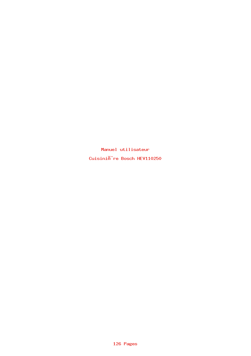 Page 1 de la notice Manuel utilisateur Bosch HEV110250