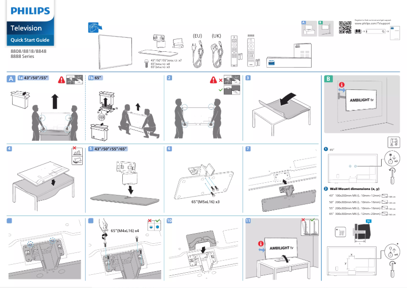 Page 1 de la notice Guide de démarrage rapide Philips 50PUS8818
