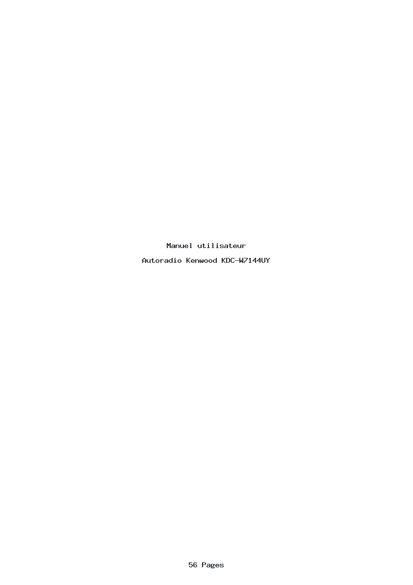 Page 1 de la notice Manuel utilisateur Kenwood KDC-W7144UY