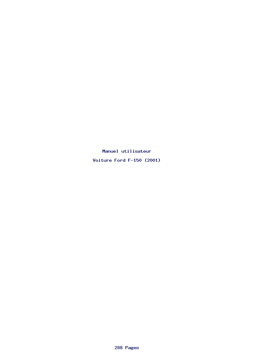 Page 1 de la notice Manuel utilisateur Ford F-150 (2001)