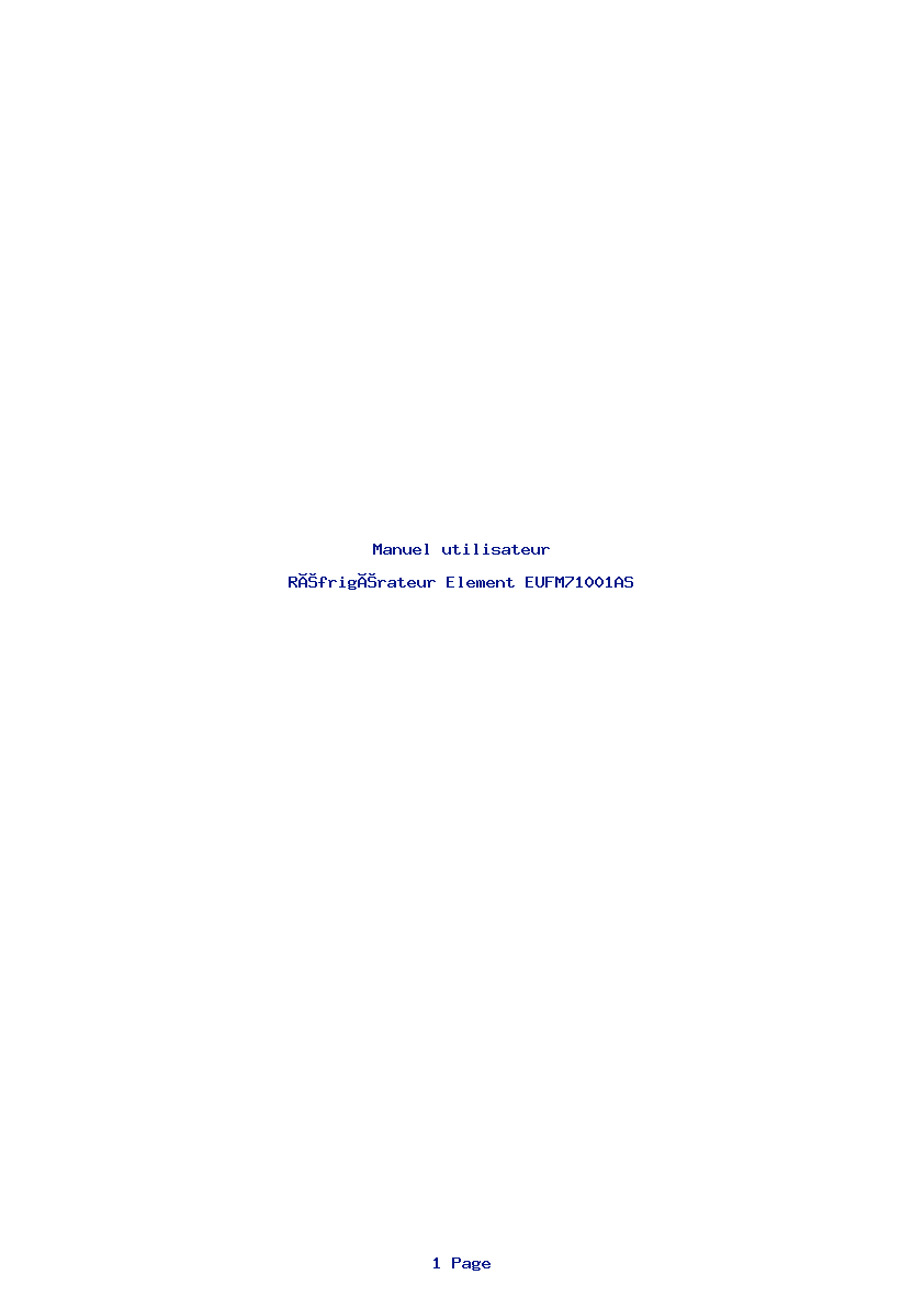 Page 1 de la notice Manuel utilisateur Element EUFM71001AS