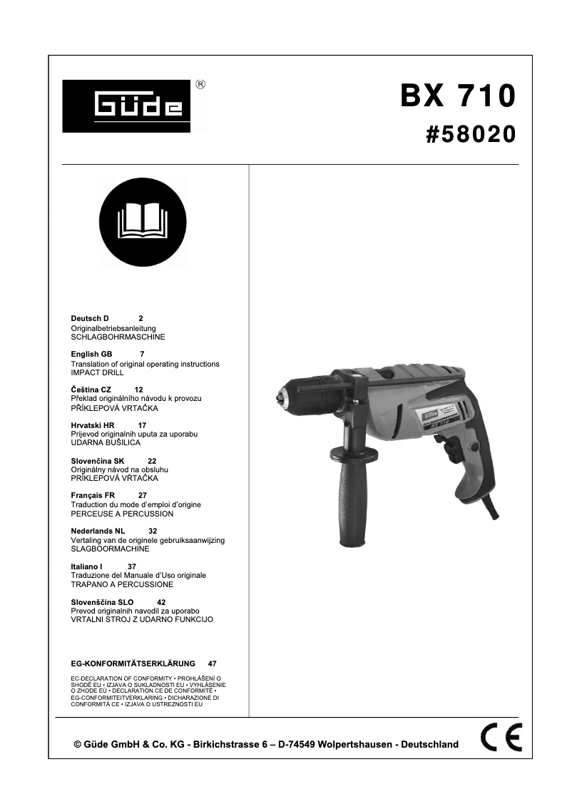 Página 1 del manual Manual de usuario Güde BX 710
