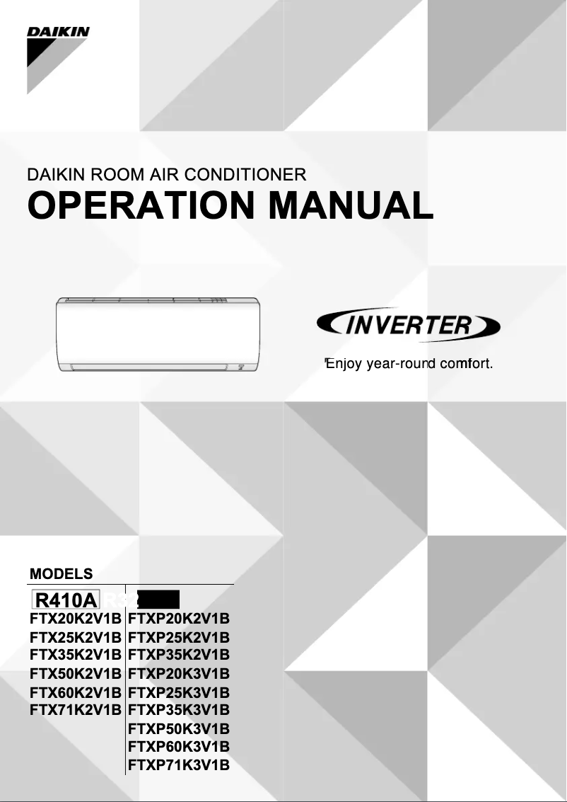 Page 1 de la notice Manuel utilisateur Daikin FTXP20K2V1B