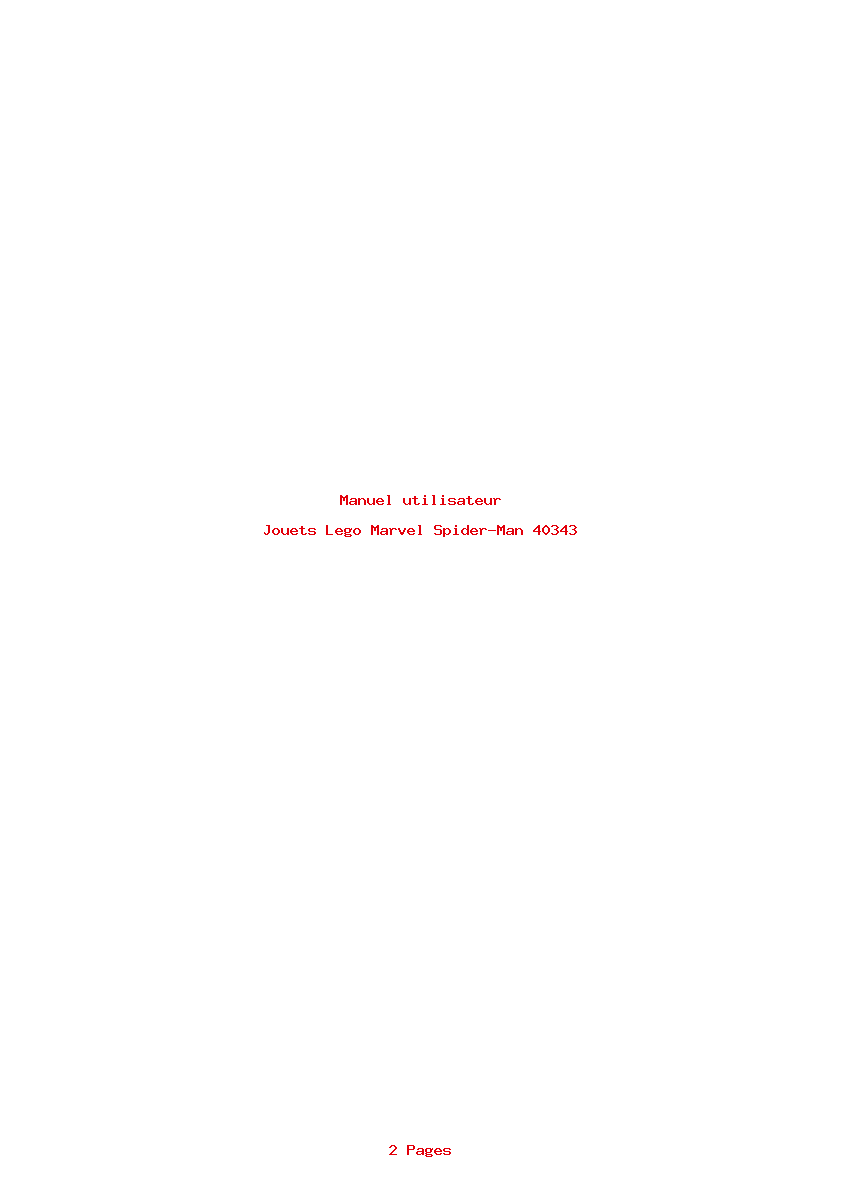 Page 1 de la notice Manuel utilisateur Lego Marvel Spider-Man 40343