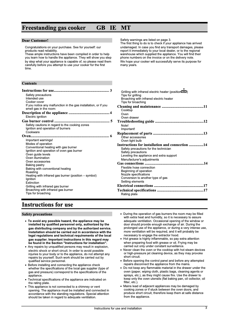Page 1 de la notice Manuel utilisateur Gorenje GIN 4703 W