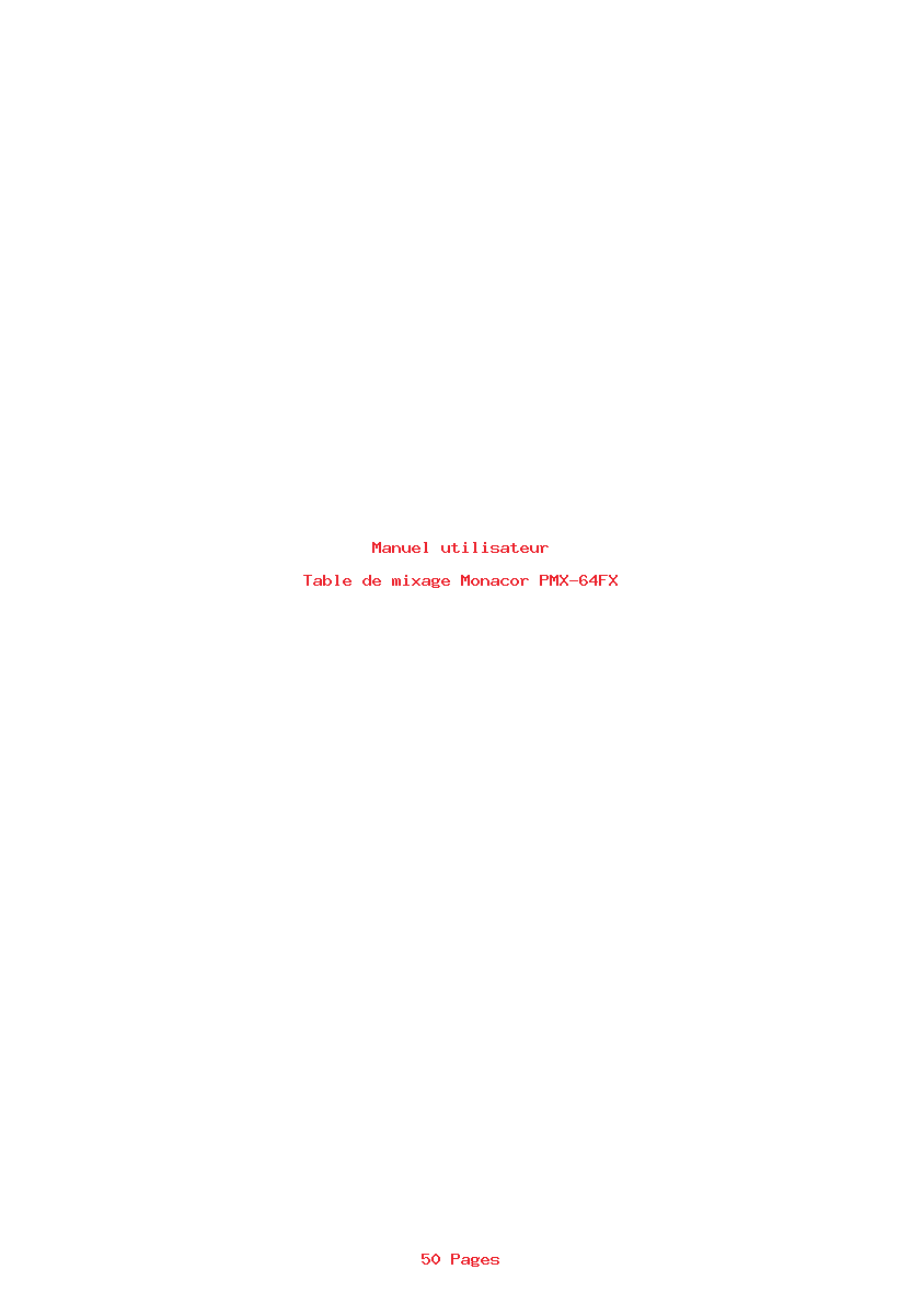 Page 1 de la notice Manuel utilisateur Monacor PMX-64FX