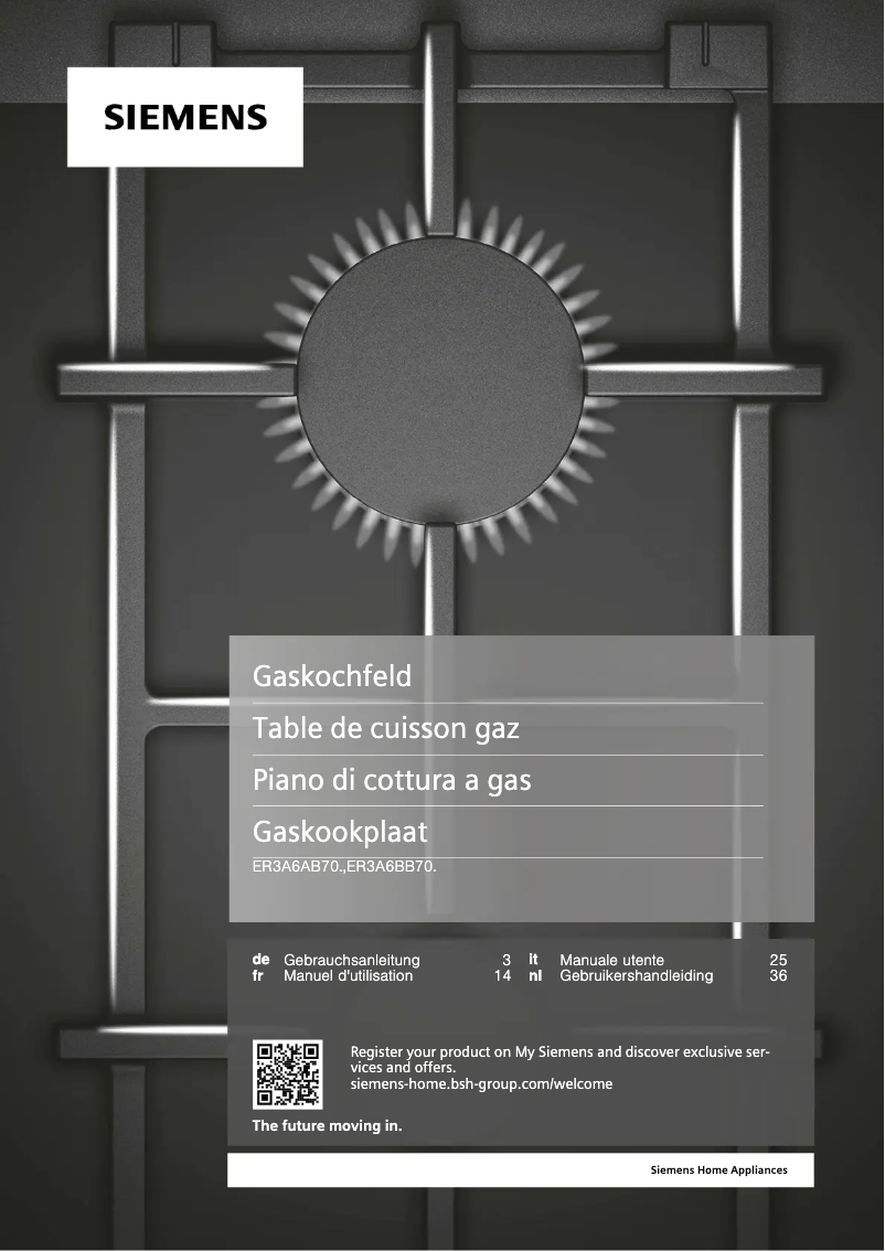 Page 1 de la notice Manuel utilisateur Siemens ER3A6AB70
