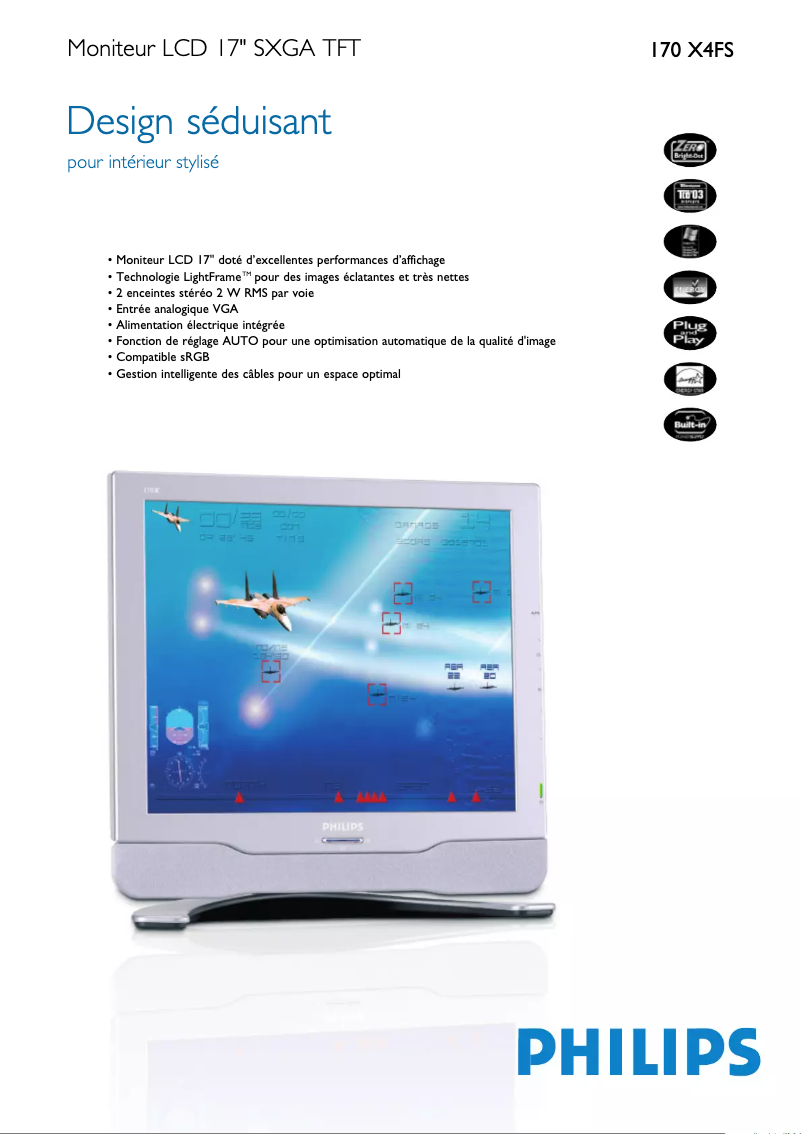 Página 1 del manual Ficha técnica Philips 170X4FS