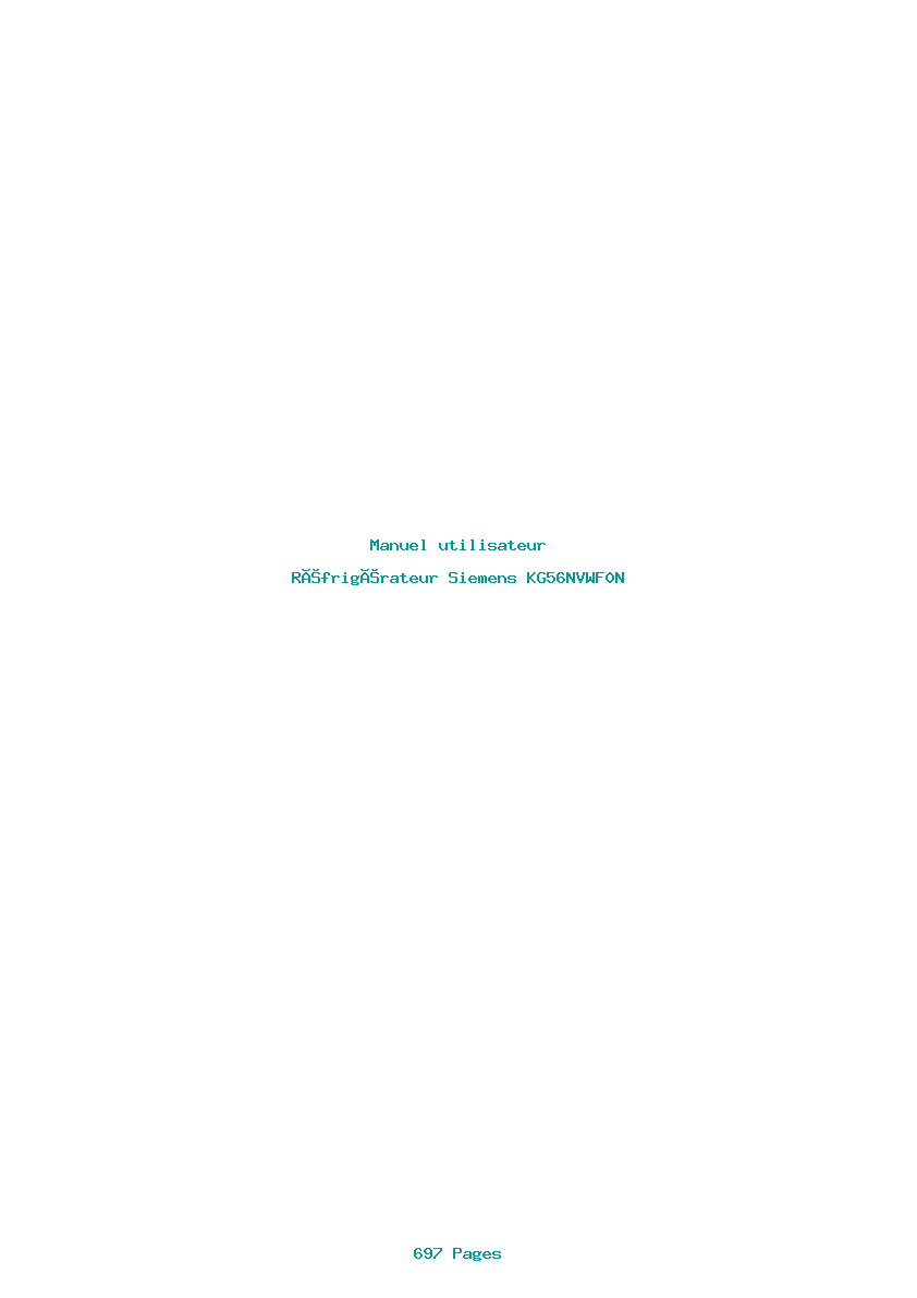 Page 1 de la notice Manuel utilisateur Siemens KG56NVWF0N