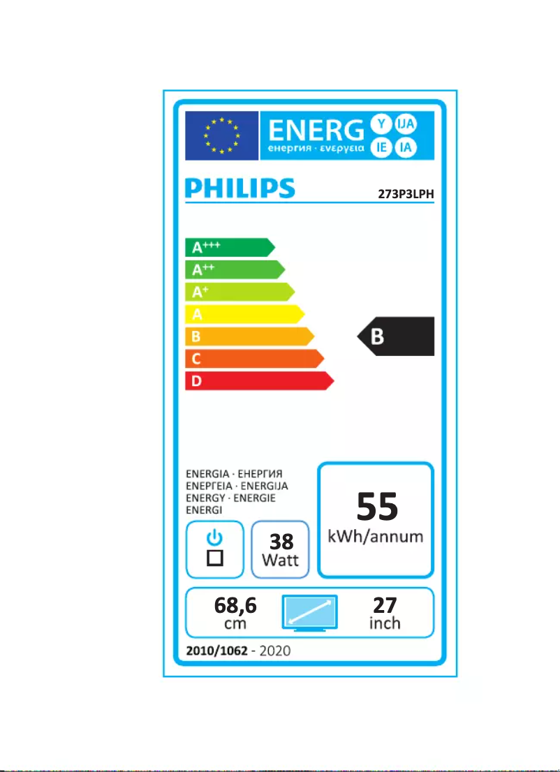Page n°1 - Label énergétique Philips 273P3LPHES
