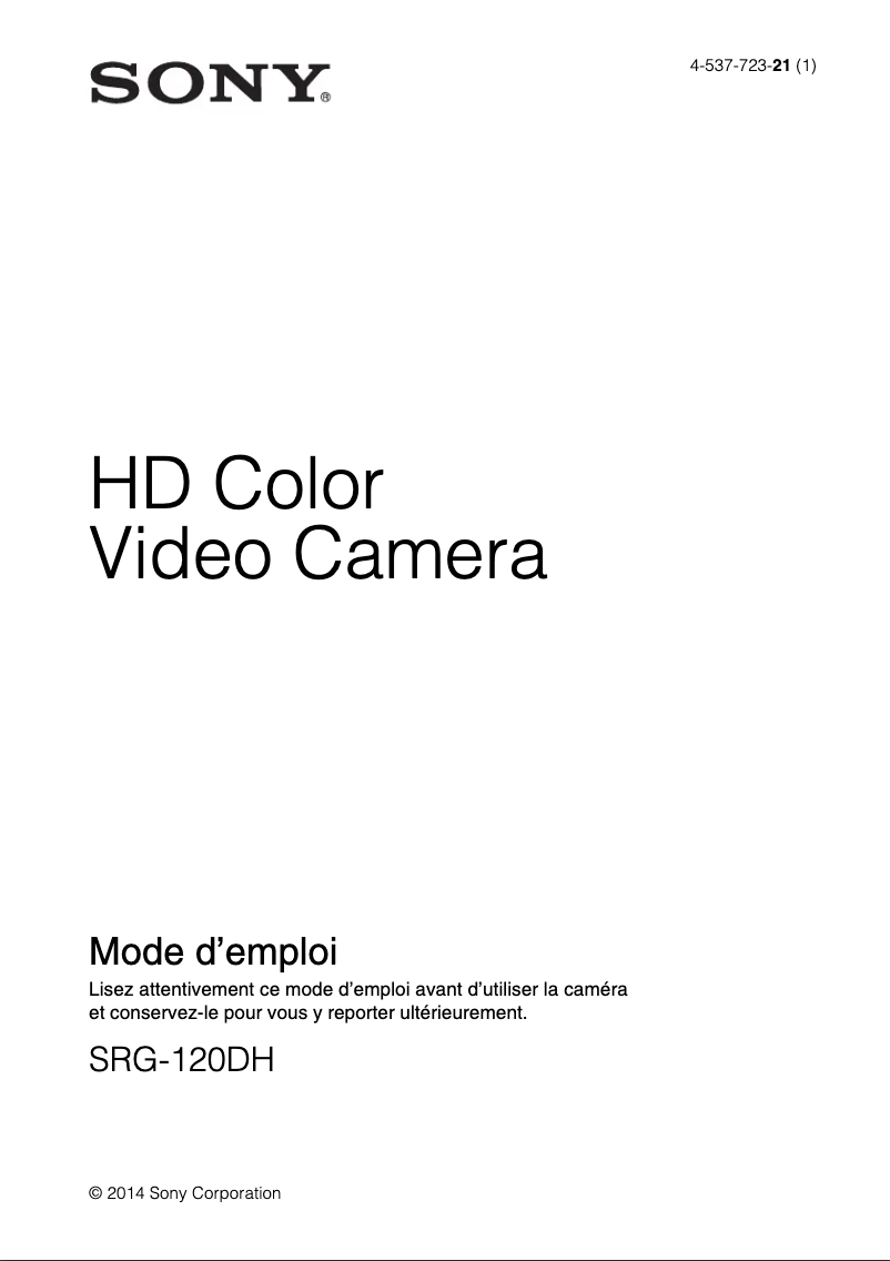 Page 1 de la notice Manuel utilisateur Sony SRG-120DH