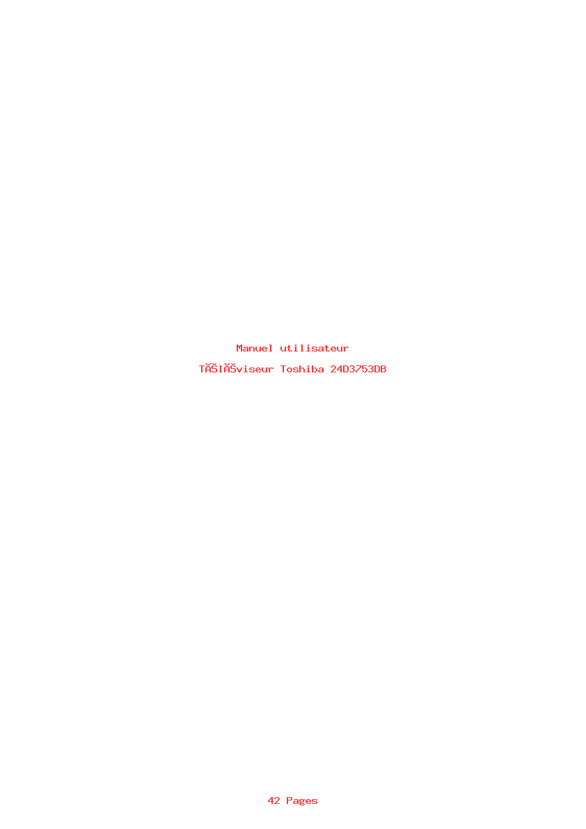 Page 1 de la notice Manuel utilisateur Toshiba 24D3753DB