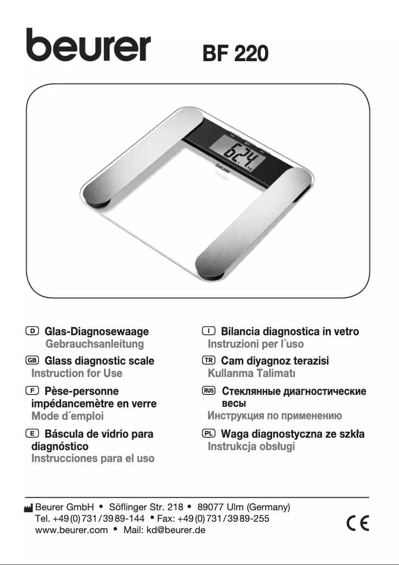 Page 1 de la notice Manuel utilisateur Beurer BF 220