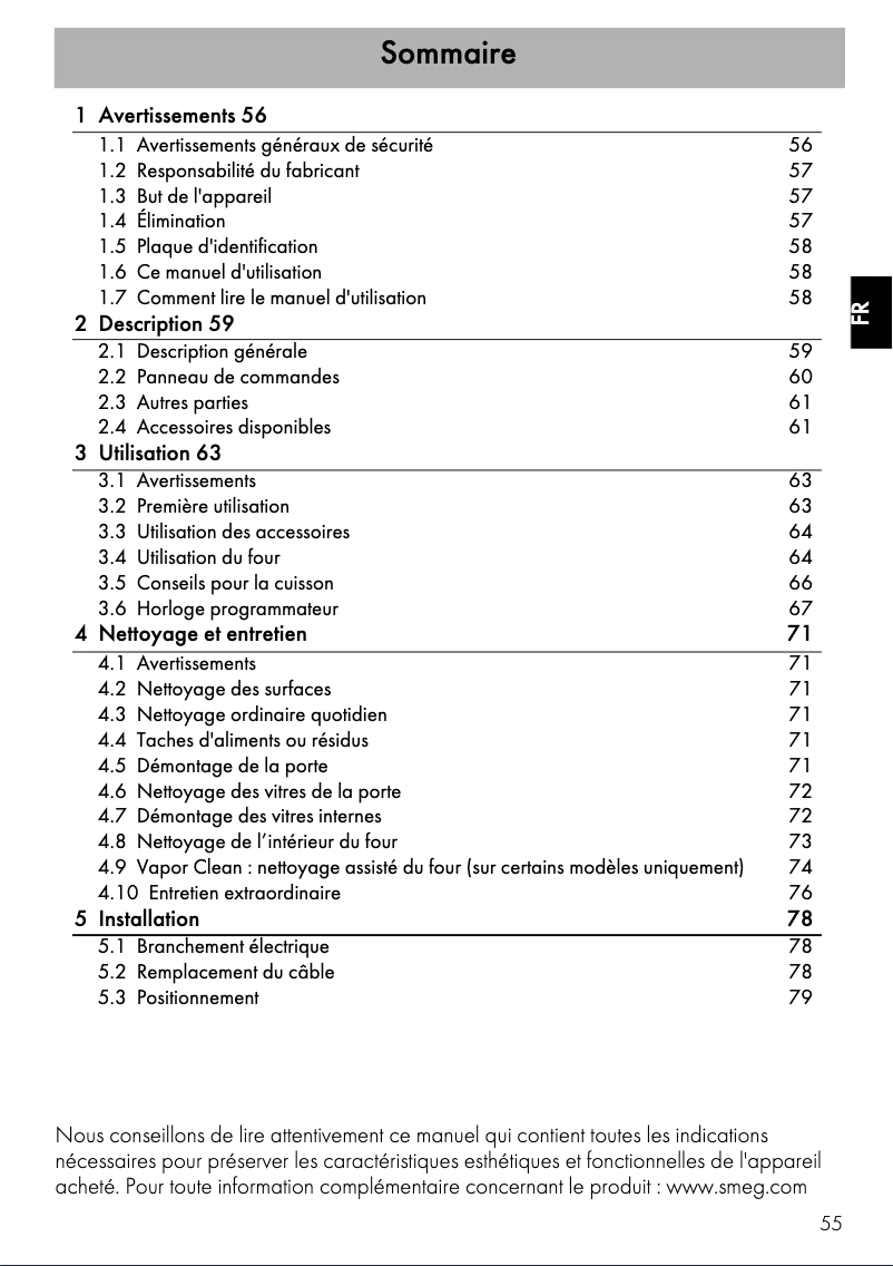 Página 1 del manual Manual de usuario Smeg SF371X