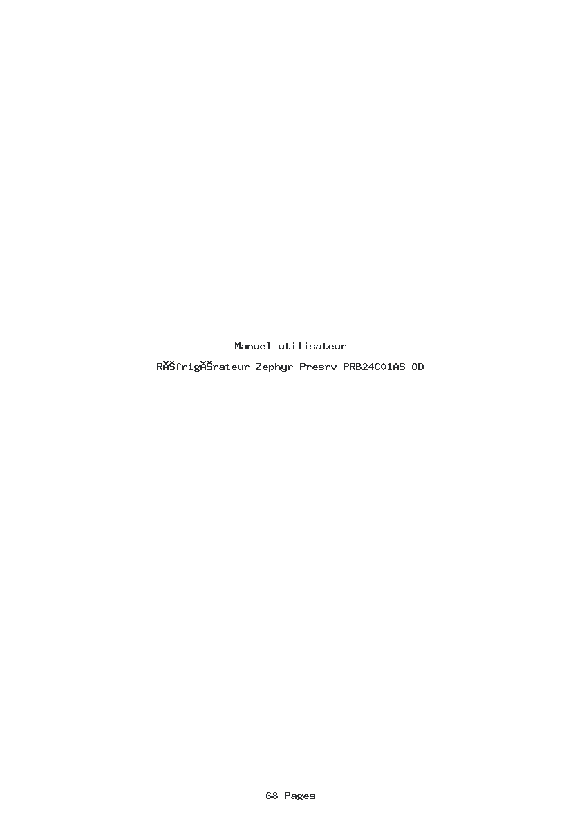 Page 1 de la notice Manuel utilisateur Zephyr Presrv PRB24C01AS-OD
