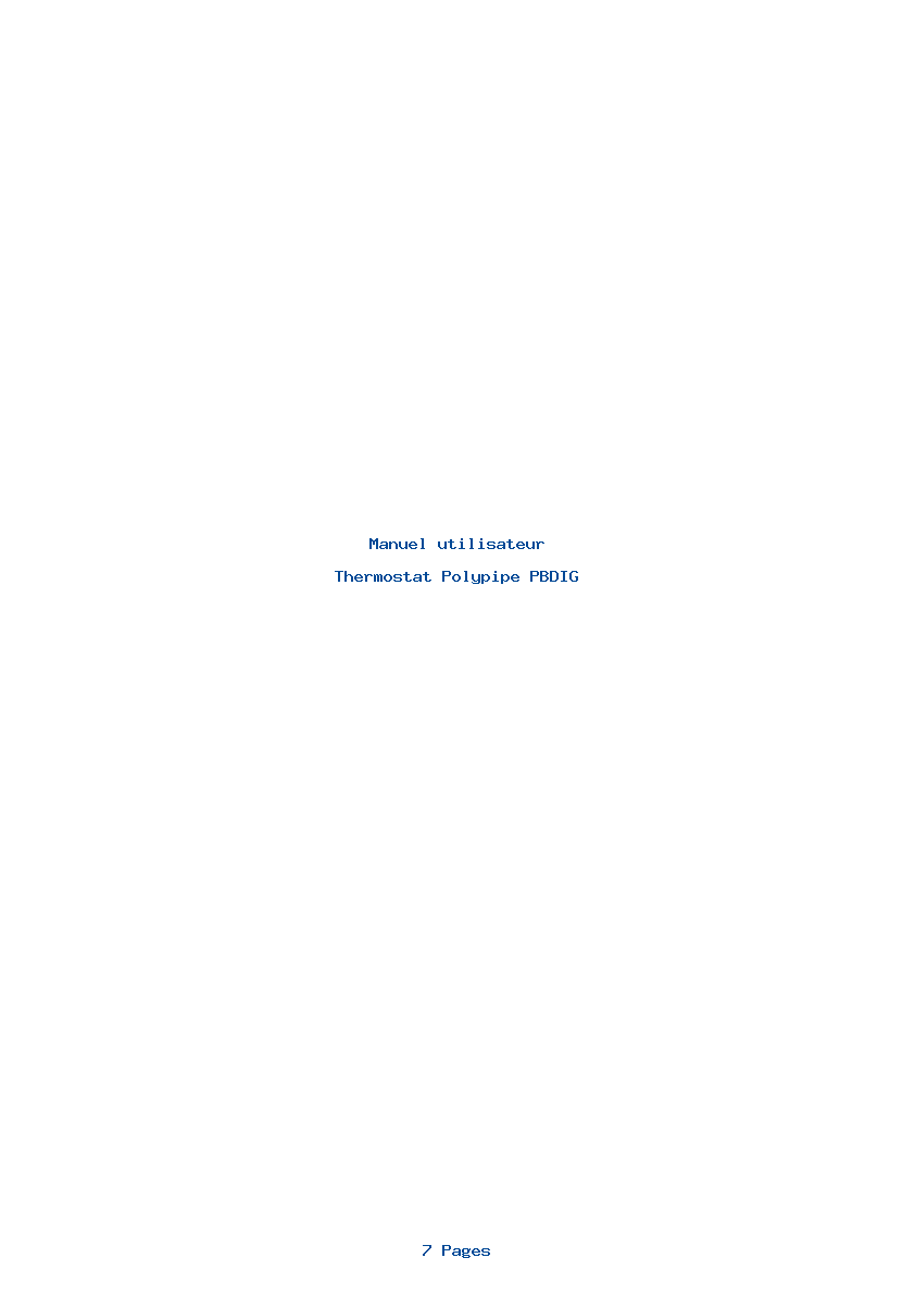 Page 1 de la notice Manuel utilisateur Polypipe PBDIG