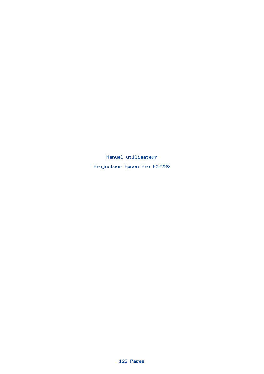 Page 1 de la notice Manuel utilisateur Epson Pro EX7280
