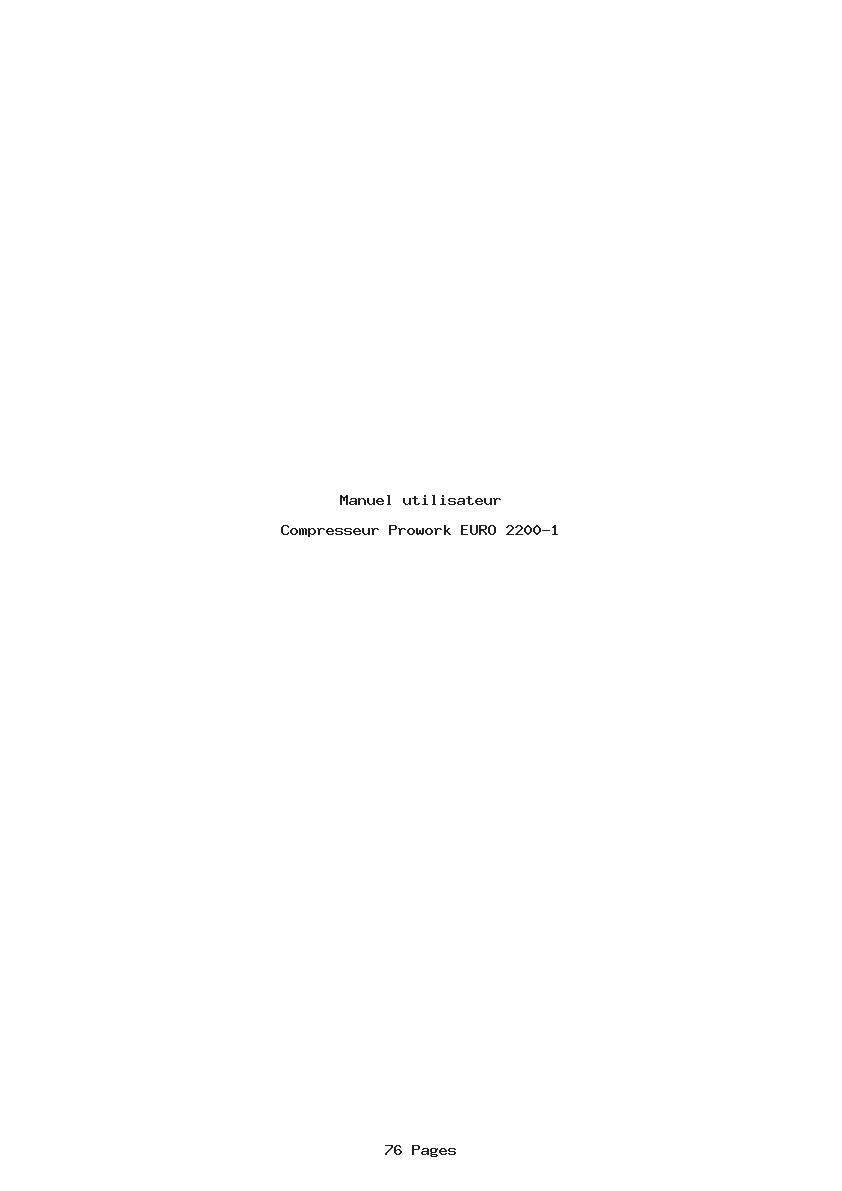 Page 1 de la notice Manuel utilisateur Prowork EURO 2200-1
