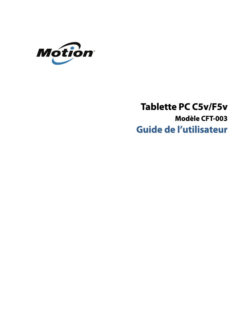 Page 1 de la notice Manuel utilisateur Motion Computing F5v