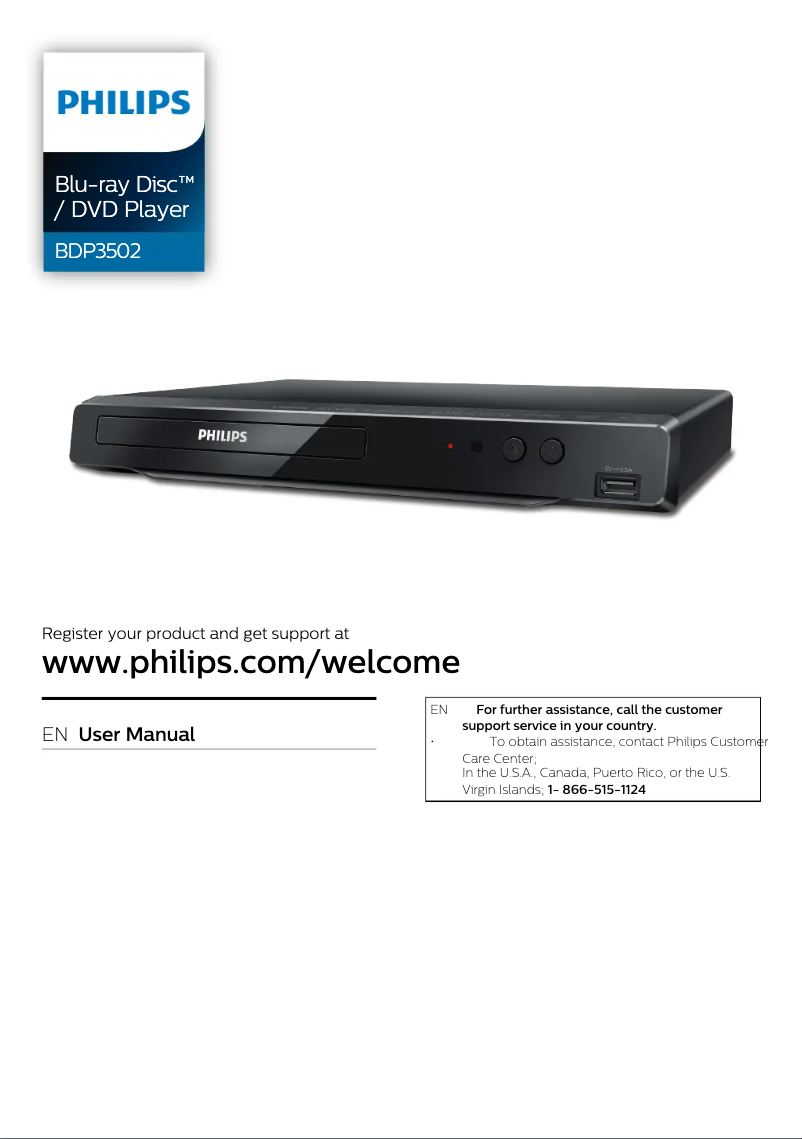 Page n°1 - Manuel utilisateur Philips BDP3502