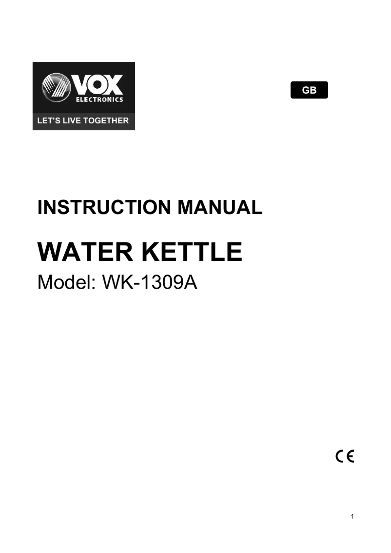 Page 1 de la notice Manuel utilisateur VOX WK1309A