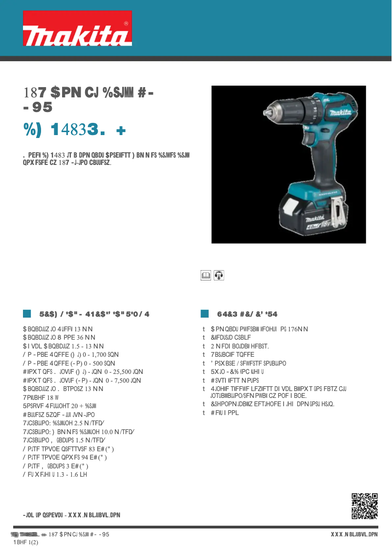 Page 1 de la notice Fiche technique Makita DHP483RMJ