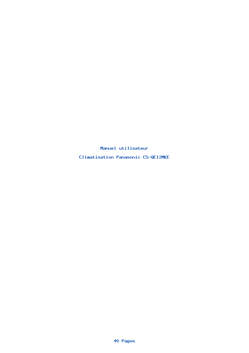 Page 1 de la notice Manuel utilisateur Panasonic CS-QE12MKE